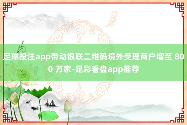 足球投注app带动银联二维码境外受理商户增至 800 万家-足彩看盘app推荐