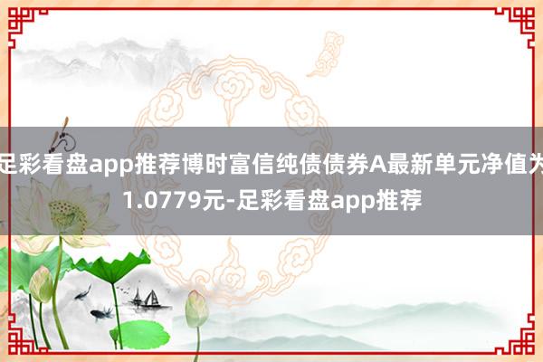 足彩看盘app推荐博时富信纯债债券A最新单元净值为1.0779元-足彩看盘app推荐