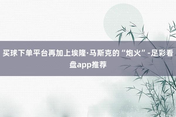 买球下单平台再加上埃隆·马斯克的“炮火”-足彩看盘app推荐