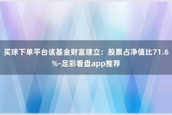 买球下单平台该基金财富建立：股票占净值比71.6%-足彩看盘app推荐