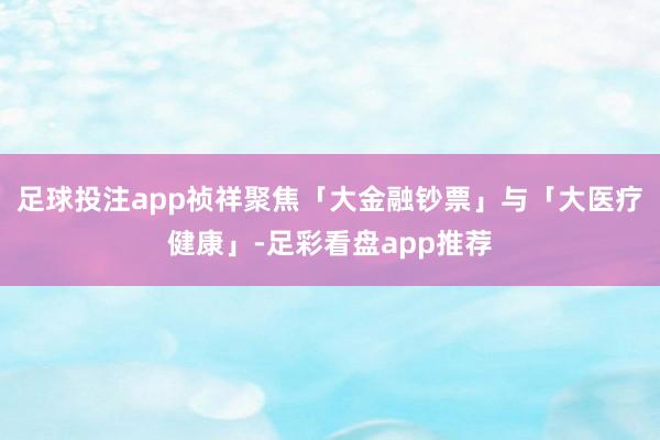 足球投注app祯祥聚焦「大金融钞票」与「大医疗健康」-足彩看盘app推荐